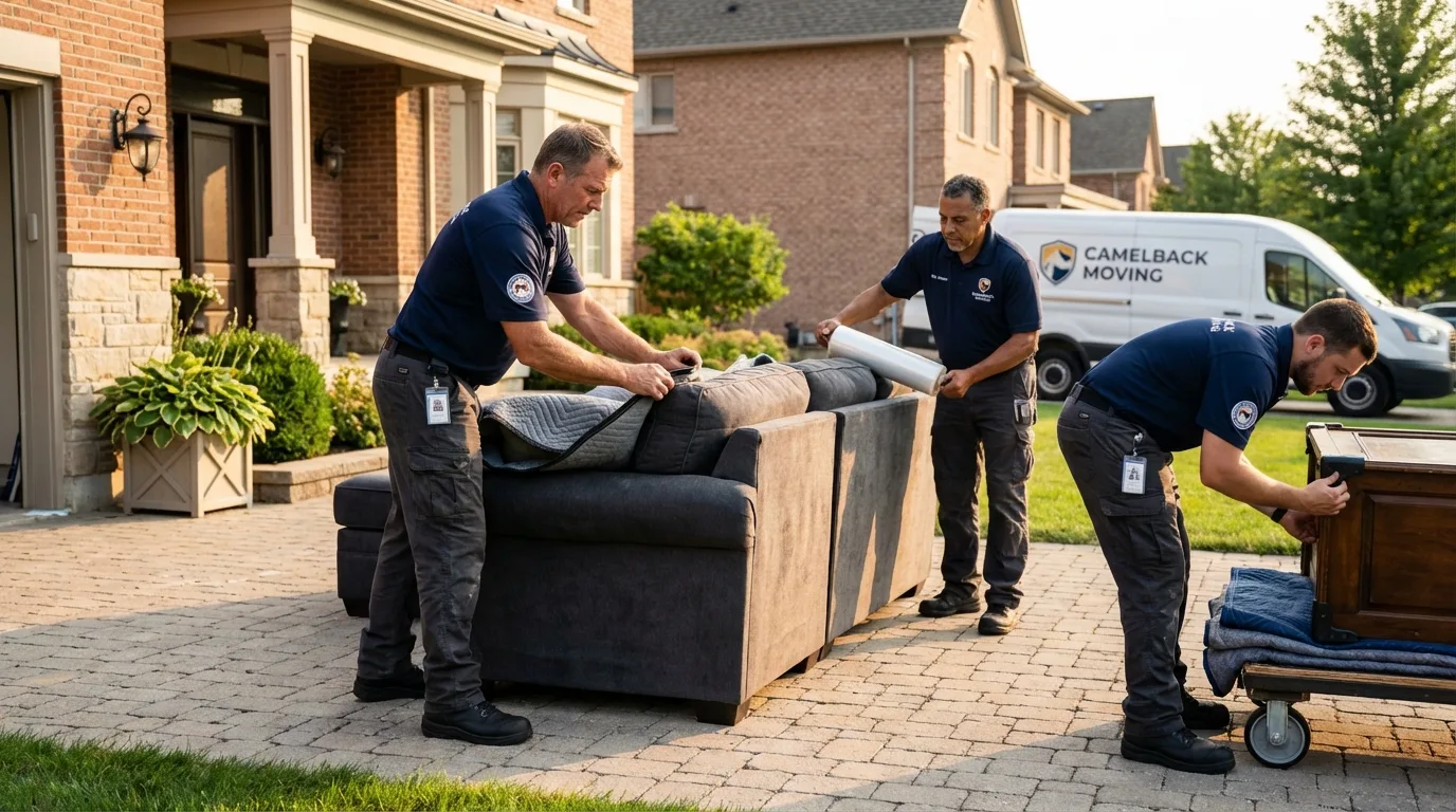 Large estate moving crew wrapping furniture in Green Valley, AZ