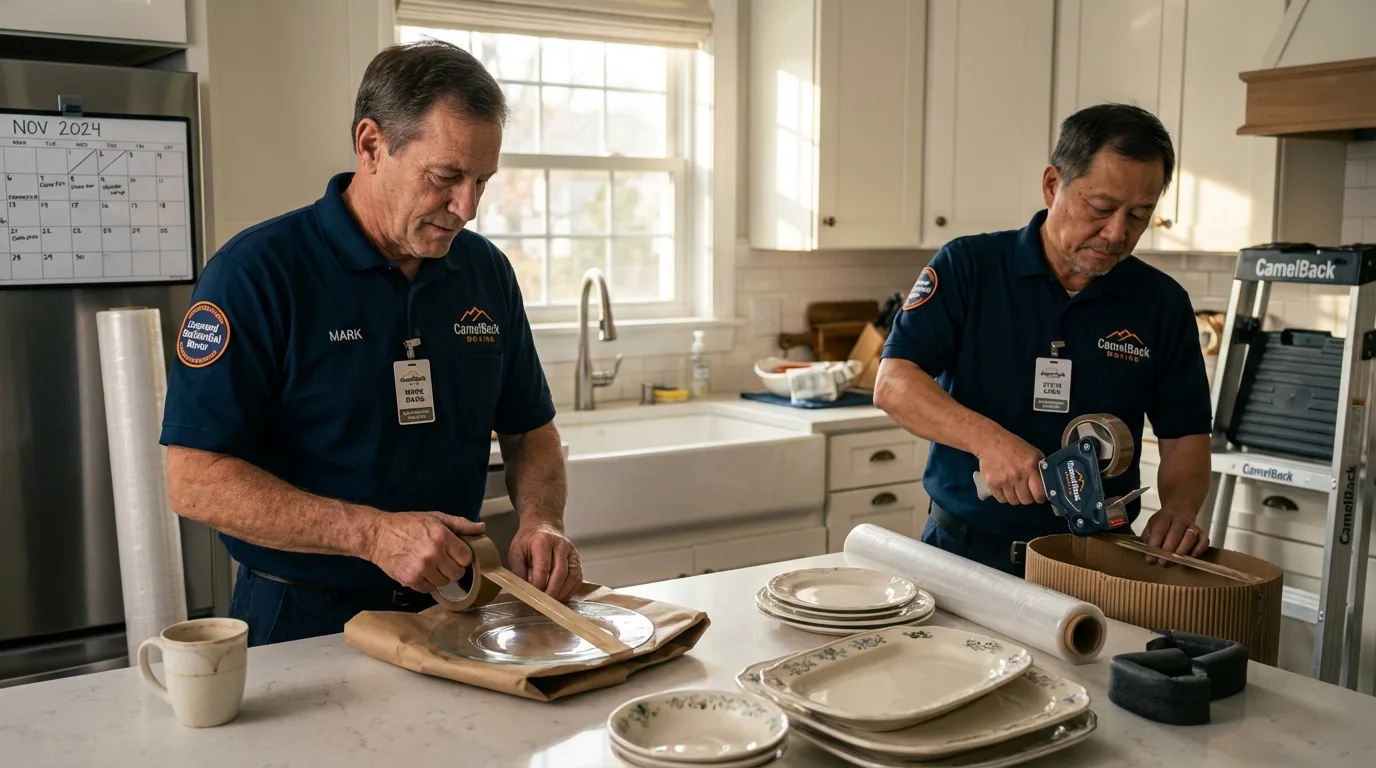 Professional crew packing kitchen dishware in Green Valley, AZ